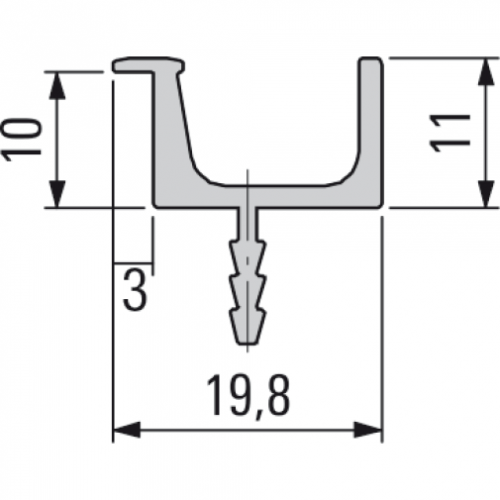 Verdeckte Griffleiste Typ L 04, E6/EV1, L: 2500 mm